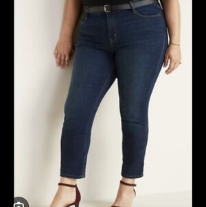 NWT Plus Size 30 Old Navy Power Slim Straight Stretch Dark Blue Leg Jeans W52"
